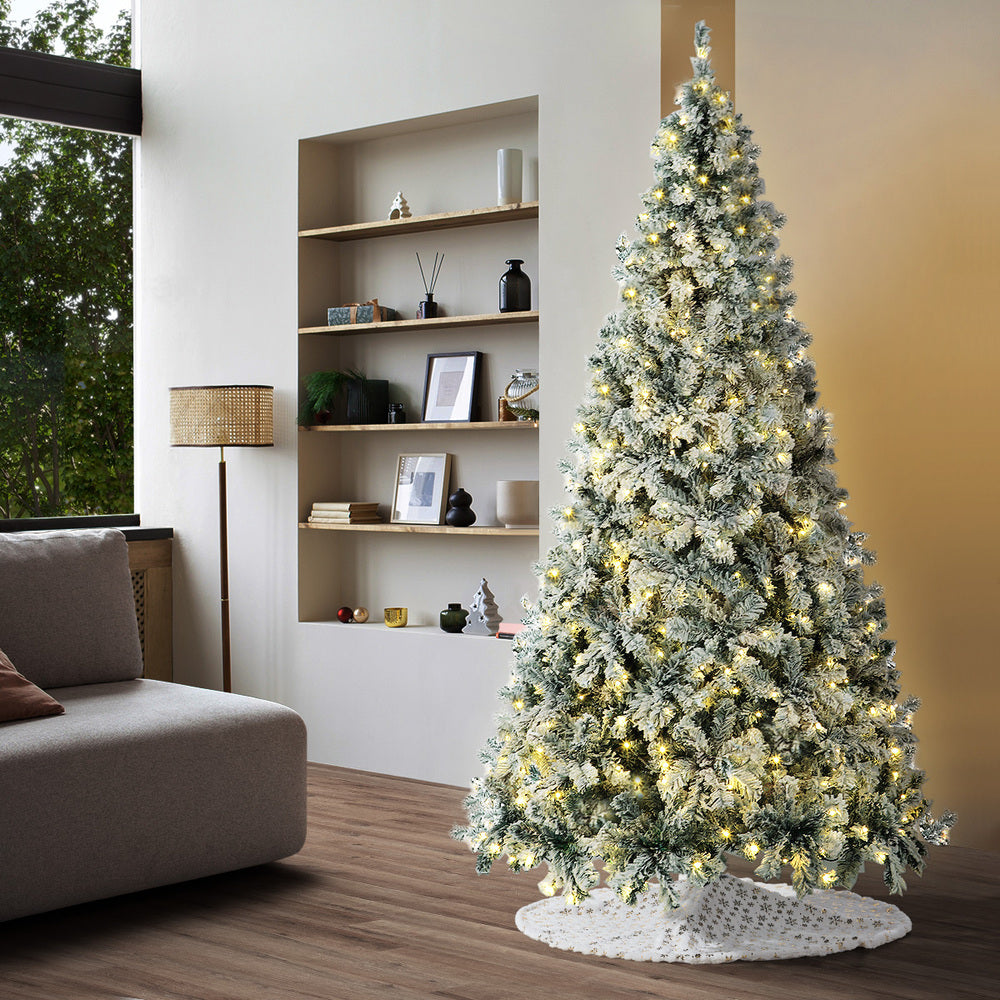 Tinseltown LED Christmas Tree 2.1M 7FT with Tree Skirt Light Snow-sprayed Green-Christmas Tree-PEROZ Accessories