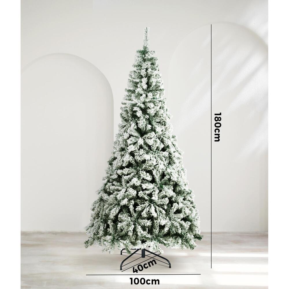 Mazam Christmas Tree 1.8M 6FT Snow Flocked Xmas Decorations Home Decor Green-Christmas Trees-PEROZ Accessories