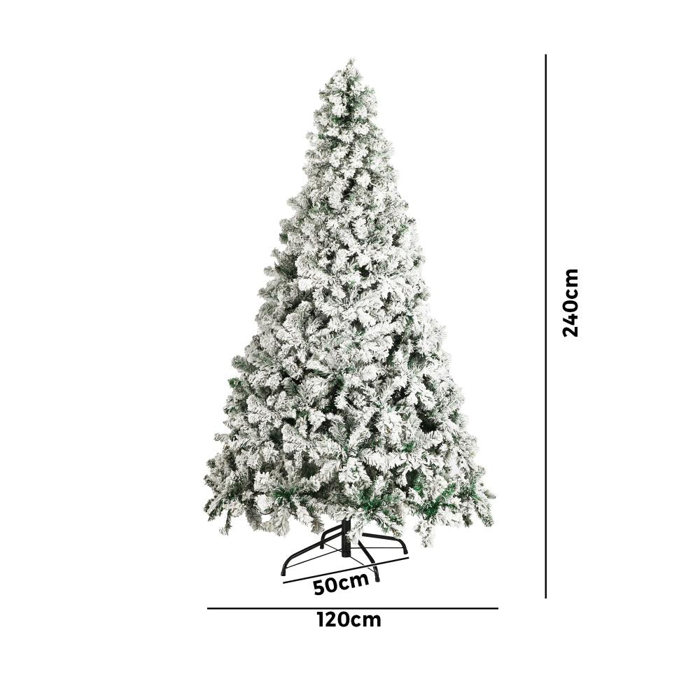Mazam Christmas Tree 2.4M 8FT Snow Flocked Xmas Decorations Home Decor Green-Christmas Trees-PEROZ Accessories