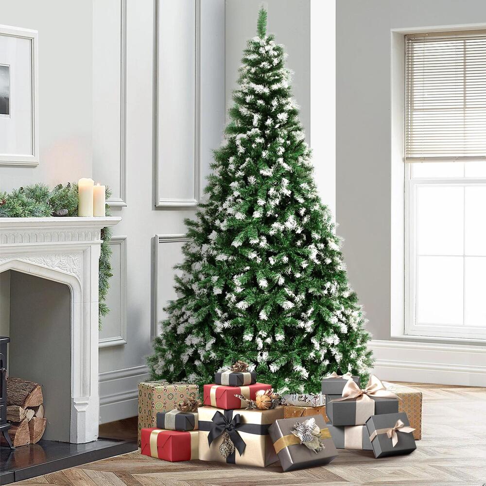 Mazam Christmas Tree 2.4M 8FT Xmas Trees Snowy Decorations Green 1480 Tips-Christmas Trees-PEROZ Accessories