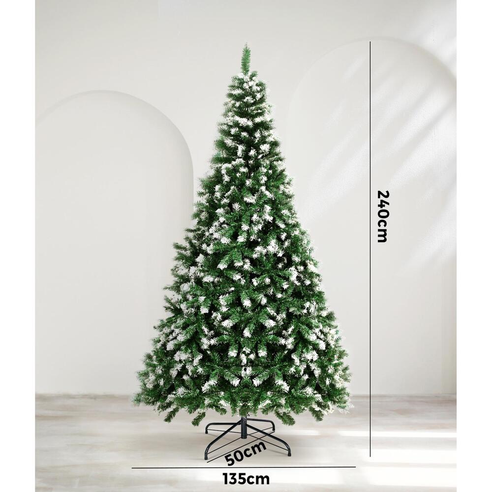 Mazam Christmas Tree 2.4M 8FT Xmas Trees Snowy Decorations Green 1480 Tips-Christmas Trees-PEROZ Accessories