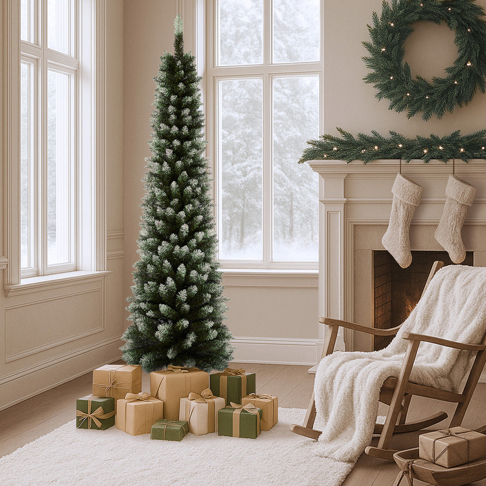 Tinseltown Slim Christmas Tree 1.8M 6FT Green and White-Christmas Tree-PEROZ Accessories