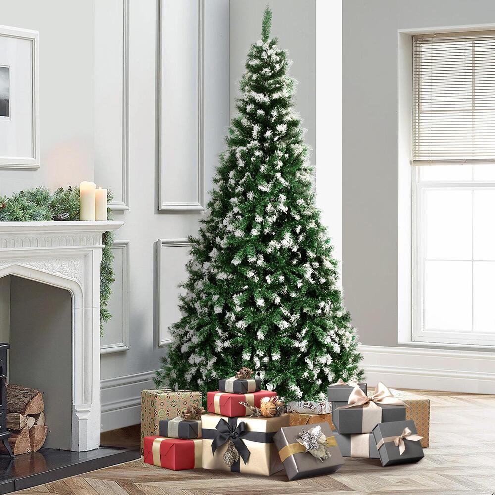 Mazam Christmas Tree 2.4M 8FT Snowy Xmas Decorations Home Decor Green 1400 tips-Christmas Trees-PEROZ Accessories