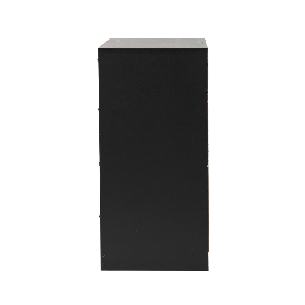 Oikiture 5 Chest of Drawers Dresser Rattan Black-Chest of Drawers-PEROZ Accessories
