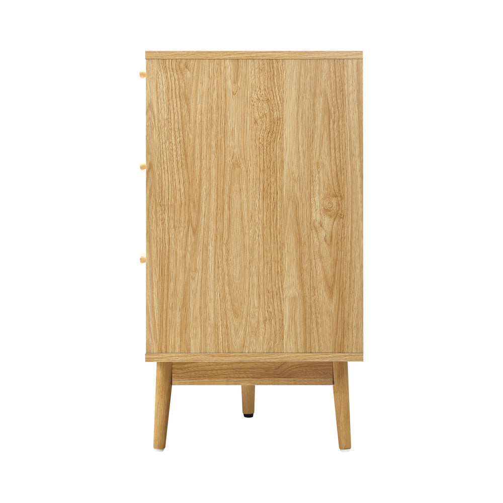 Oikiture 9 Chest of Drawers Dresser Rattan Storage Cabinet Lowboy Bedroom Wooden-Chest of Drawers-PEROZ Accessories