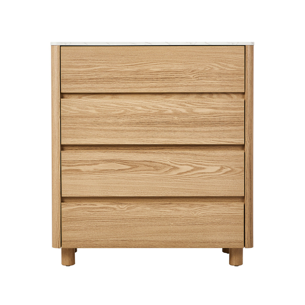 Oikiture 4 Chest of Drawers Dresser Faux Marble Top Natural-Chest of Drawerss-PEROZ Accessories