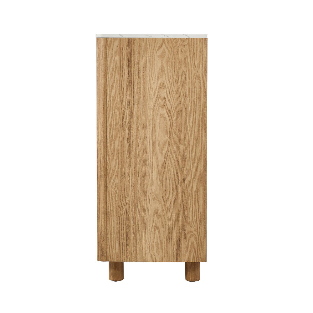 Oikiture 4 Chest of Drawers Dresser Faux Marble Top Natural-Chest of Drawerss-PEROZ Accessories