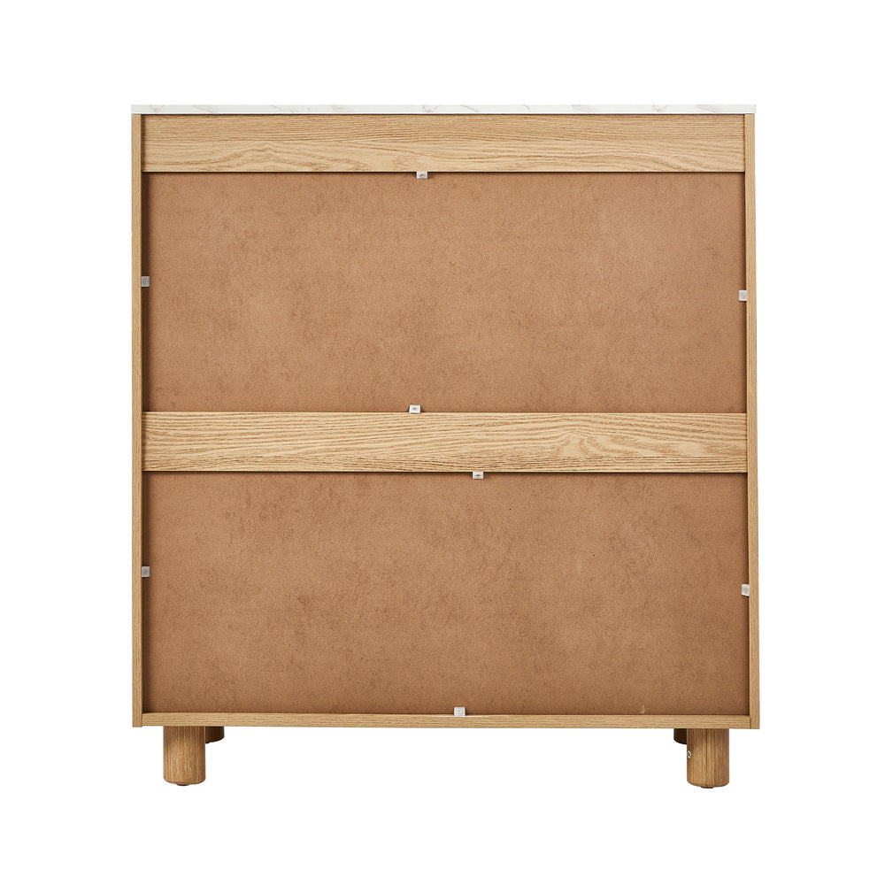 Oikiture 4 Chest of Drawers Dresser Faux Marble Top Natural-Chest of Drawerss-PEROZ Accessories
