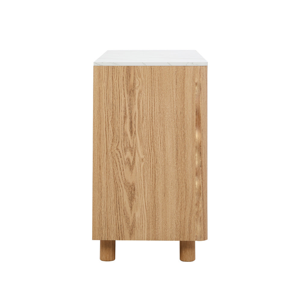 Oikiture 6 Chest of Drawers Dresser Faux Marble Top Natural-Chest of Drawerss-PEROZ Accessories