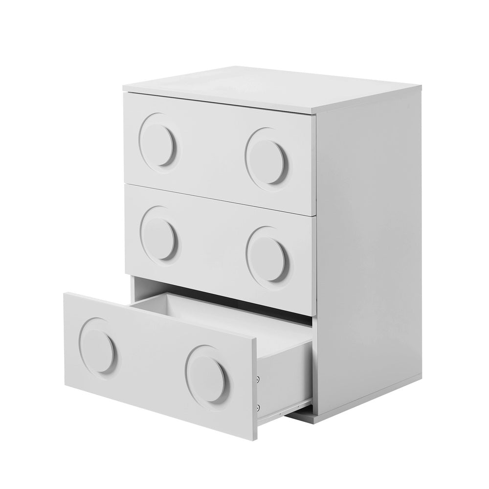 Oikiture 3 Chest of Drawers Cabinet Bedroom Dresser Night Stand White-Chest of Drawers-PEROZ Accessories
