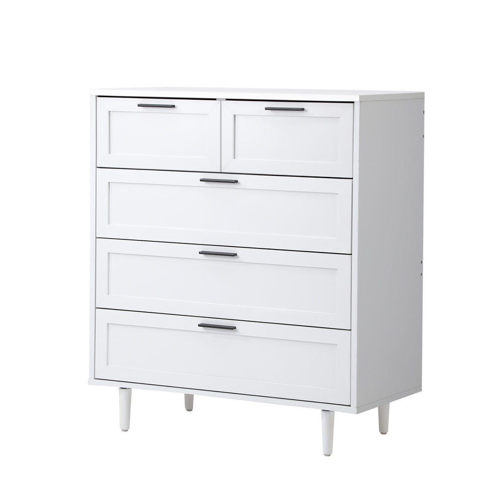 Oikiture 5 Chest of Drawers Dresser Tallboy White-Chest of Drawers-PEROZ Accessories