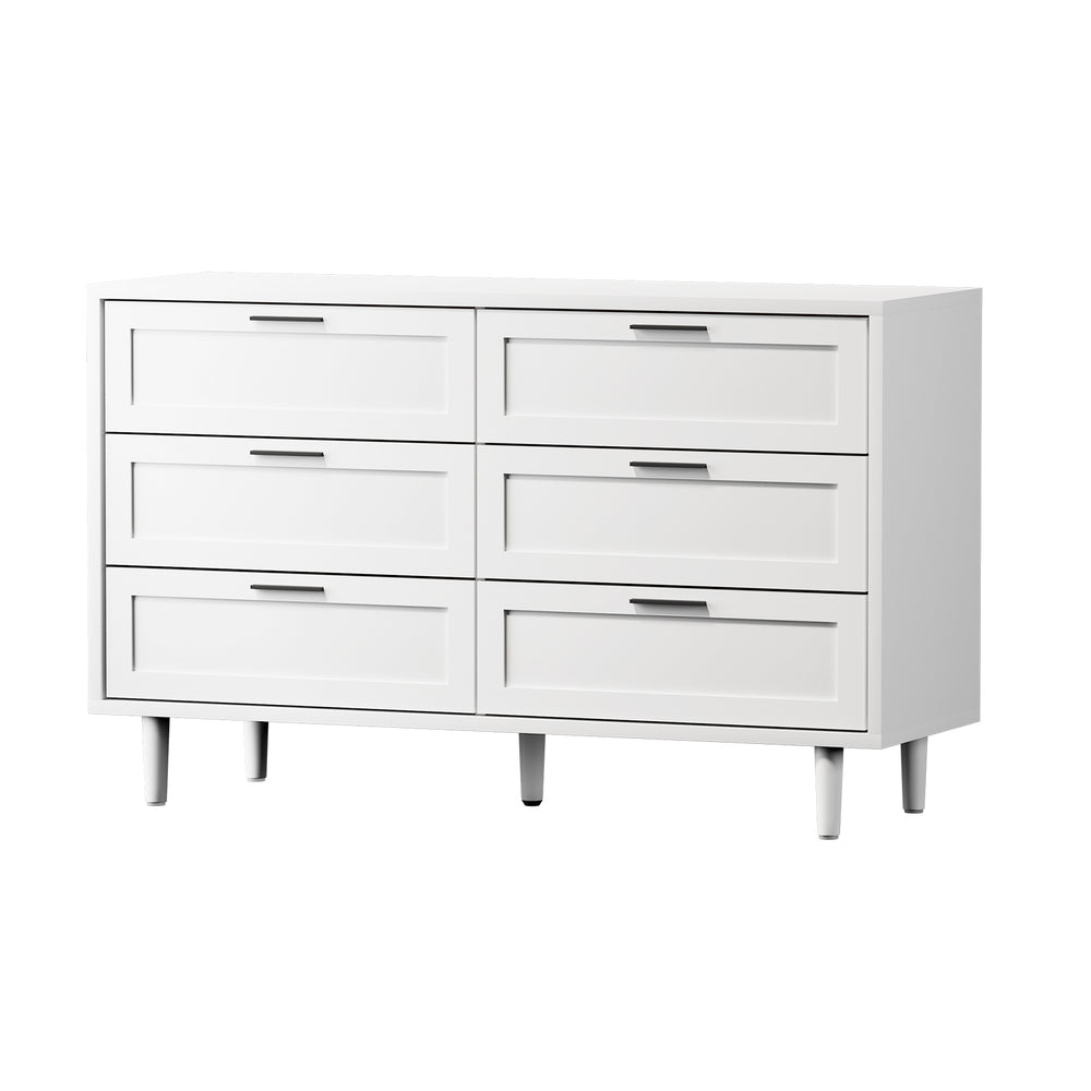Oikiture 6 Chest of Drawers Dresser Tallboy White-Chest of Drawers-PEROZ Accessories