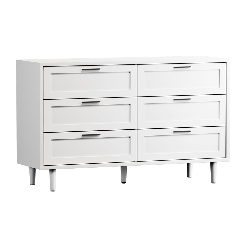 Oikiture Bedroom Set 6 Chest of Drawers and 2 Bedside Tables White-Bedroom Set-PEROZ Accessories