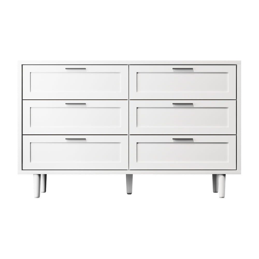 Oikiture Bedroom Set 6 Chest of Drawers and 2 Bedside Tables White-Bedroom Set-PEROZ Accessories