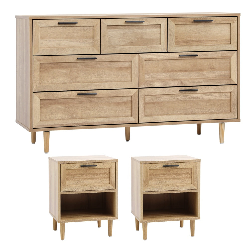 Oikiture 7 Chest of Drawers and 2 Bedside Tables Bedroom Set-Bedroom Set-PEROZ Accessories