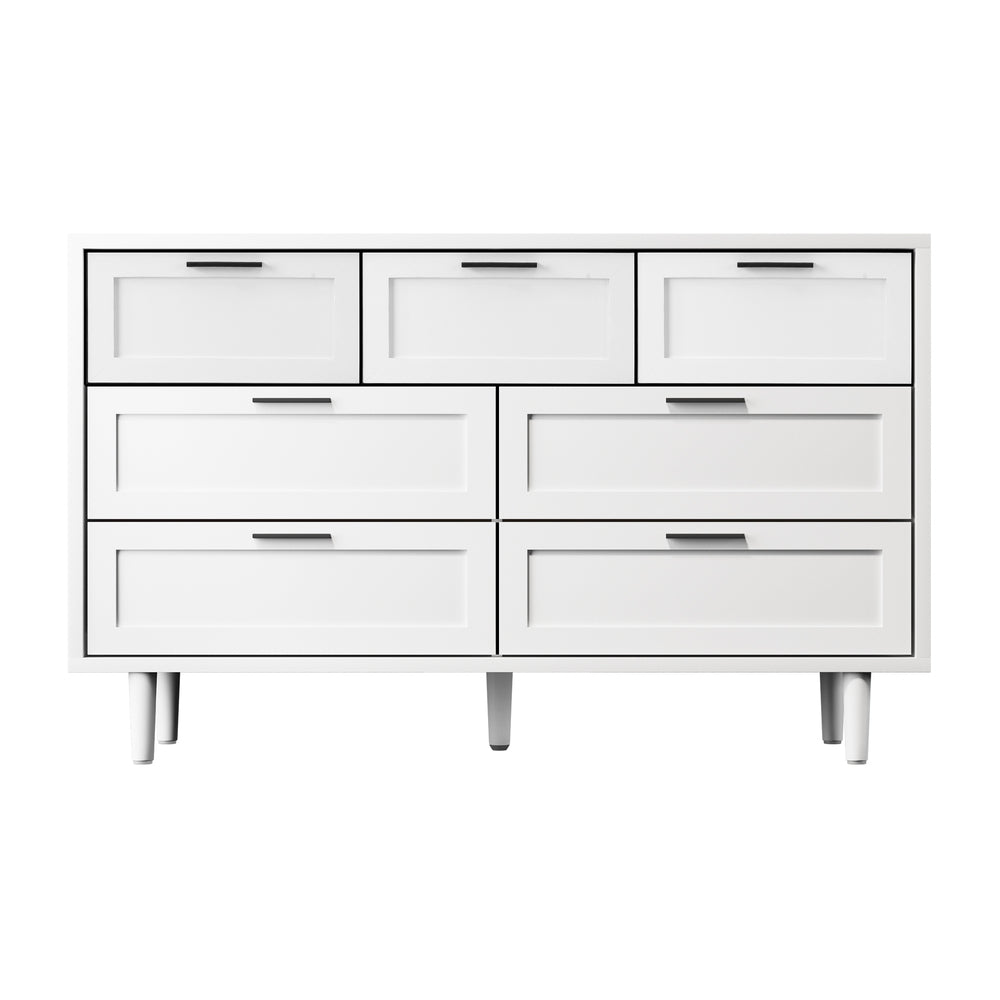 Oikiture 7 Chest of Drawers Dresser Tallboy White-Chest of Drawers-PEROZ Accessories