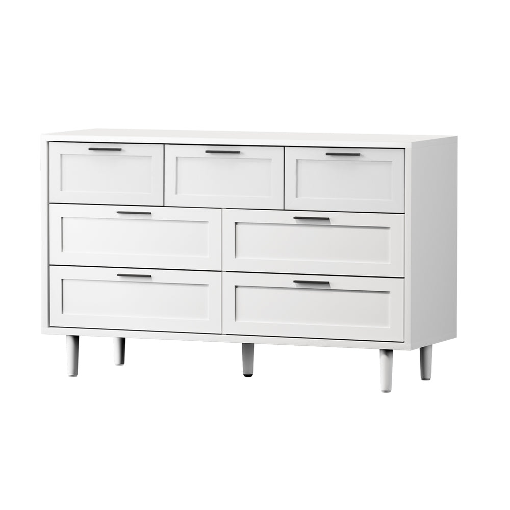 Oikiture 7 Chest of Drawers Dresser Tallboy White-Chest of Drawers-PEROZ Accessories