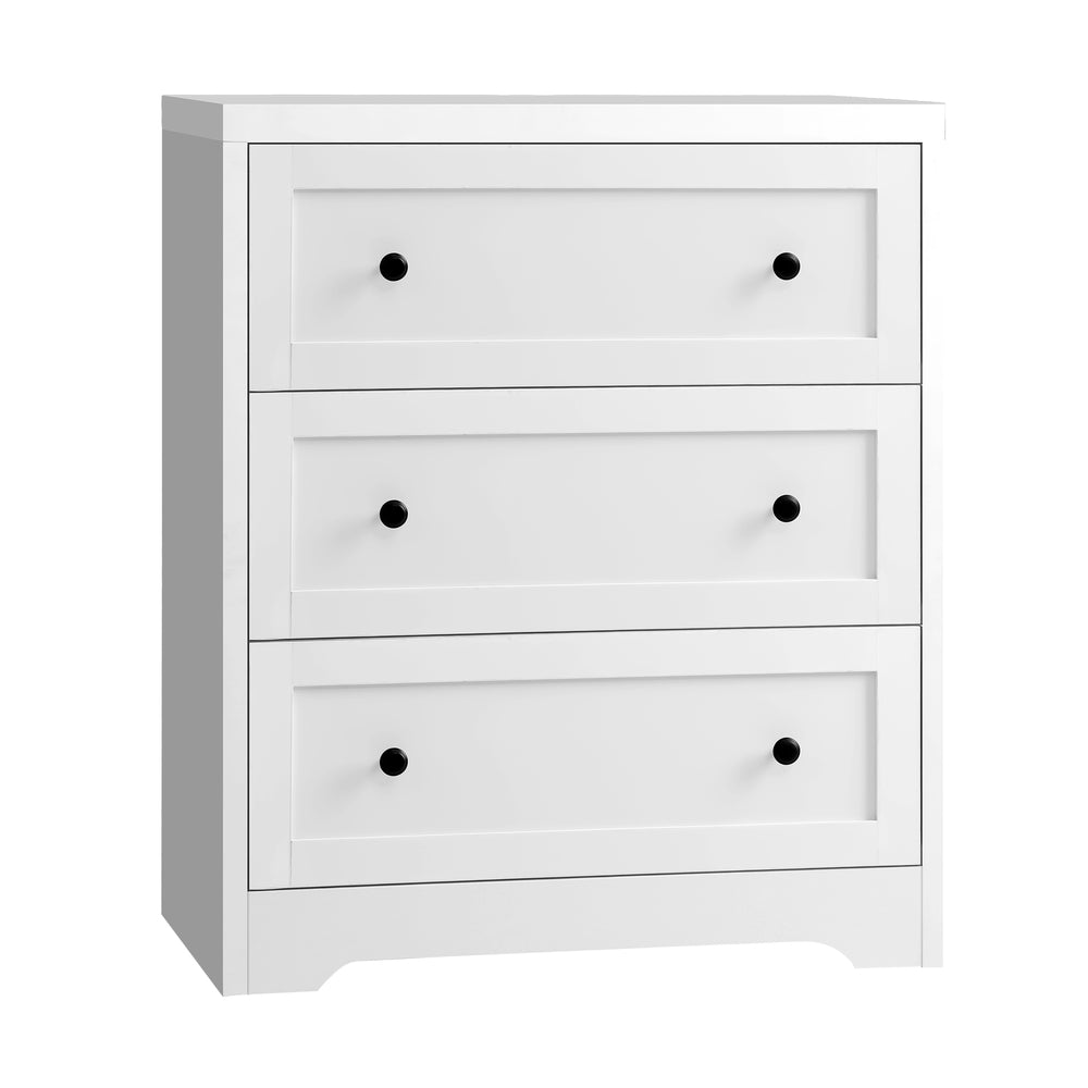 Oikiture 3 Chest of Drawers Tallboy Cabinet Bedside Table Hamptons Furniture-Chest of Drawers-PEROZ Accessories