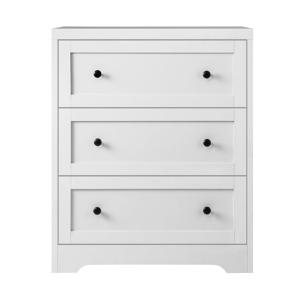 Oikiture 3 Chest of Drawers Tallboy Cabinet Bedside Table Hamptons Furniture-Chest of Drawers-PEROZ Accessories