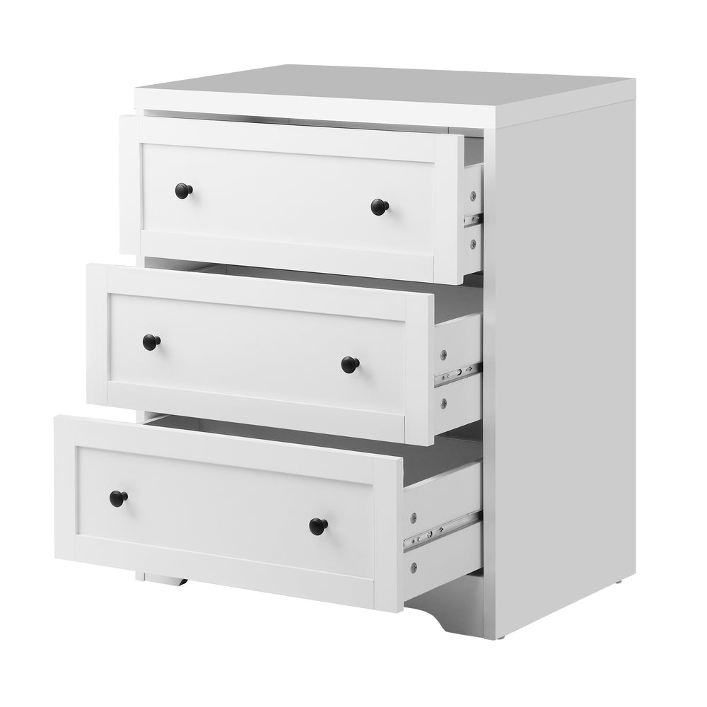 Oikiture 3 Chest of Drawers Tallboy Cabinet Bedside Table Hamptons Furniture-Chest of Drawers-PEROZ Accessories