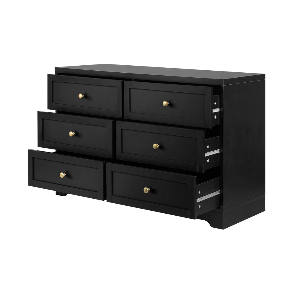 Oikiture 6 Chest of Drawers and Bedside Table Hamptons Furniture Set Black-Chest of Drawers-PEROZ Accessories