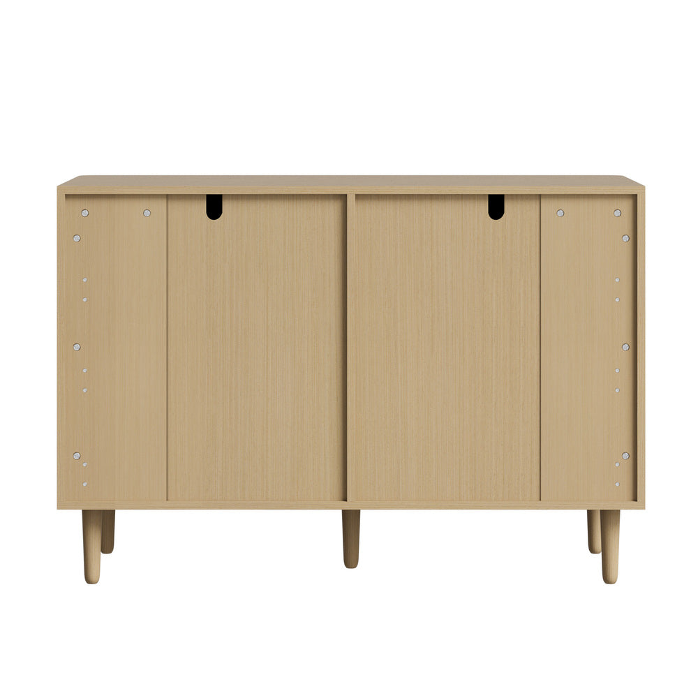 Oikiture 6 Chest of Drawers Dressers Lowboy Stripe Natural-Chest of Drawers-PEROZ Accessories