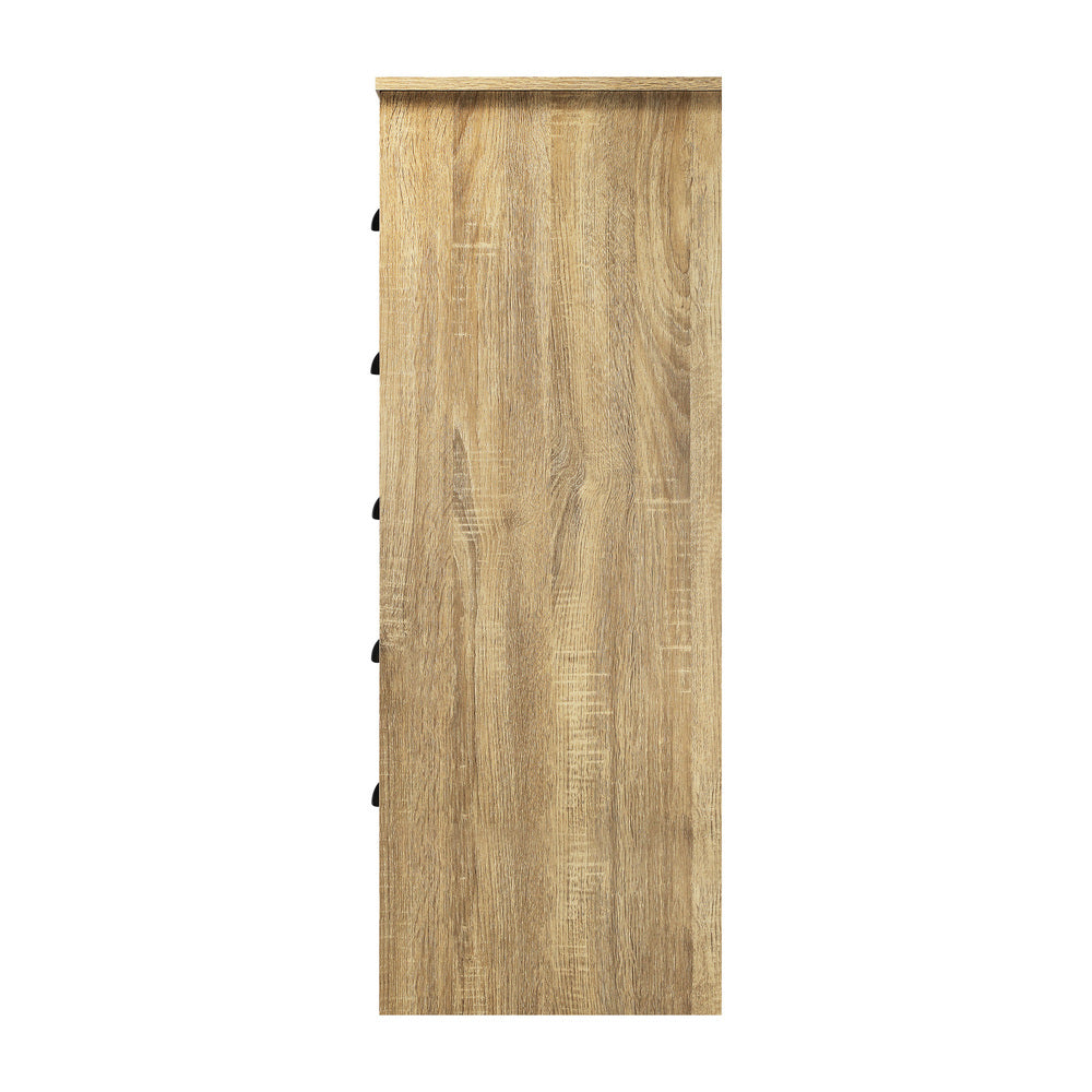 Oikiture Tallboy Chest of Drawer Dresser with 6 Drawers Bedroom Storage Cabinet Natural Wood-Drawers-PEROZ Accessories