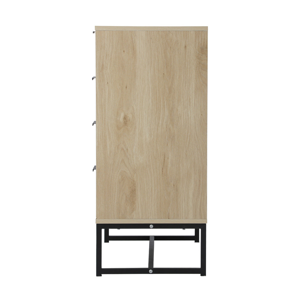 Oikiture 4 Chest of Drawers Dresser Table Lowboy Natural-Chest of Drawers-PEROZ Accessories