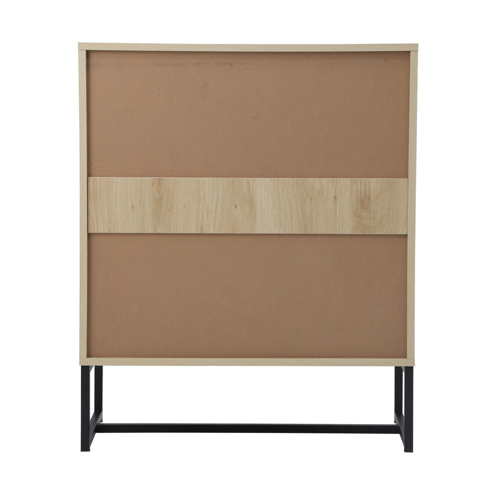 Oikiture 4 Chest of Drawers Dresser Table Lowboy Natural-Chest of Drawers-PEROZ Accessories