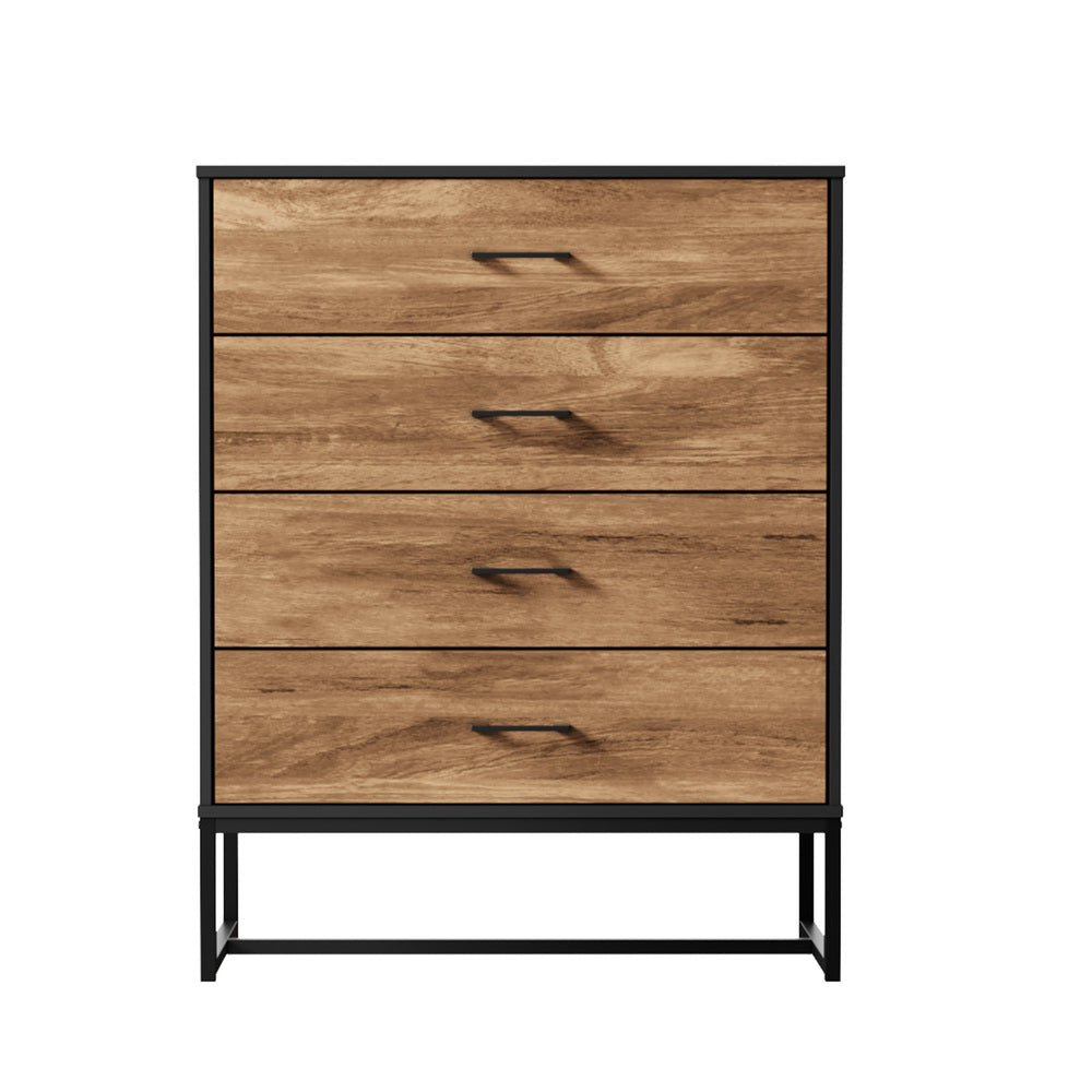 Oikiture 4 Chest of Drawers Tallboy Metal Black-Chest of Drawers-PEROZ Accessories