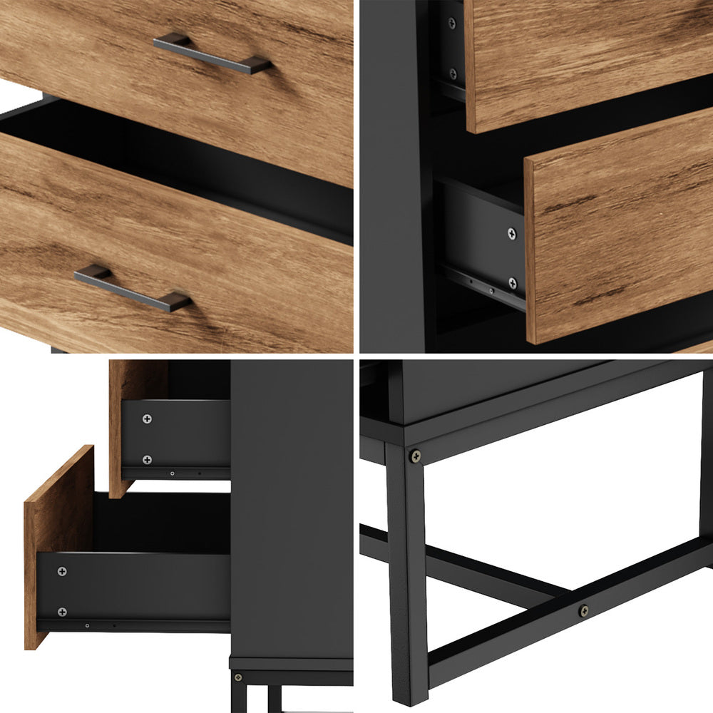 Oikiture 4 Chest of Drawers Tallboy Metal Black-Chest of Drawers-PEROZ Accessories