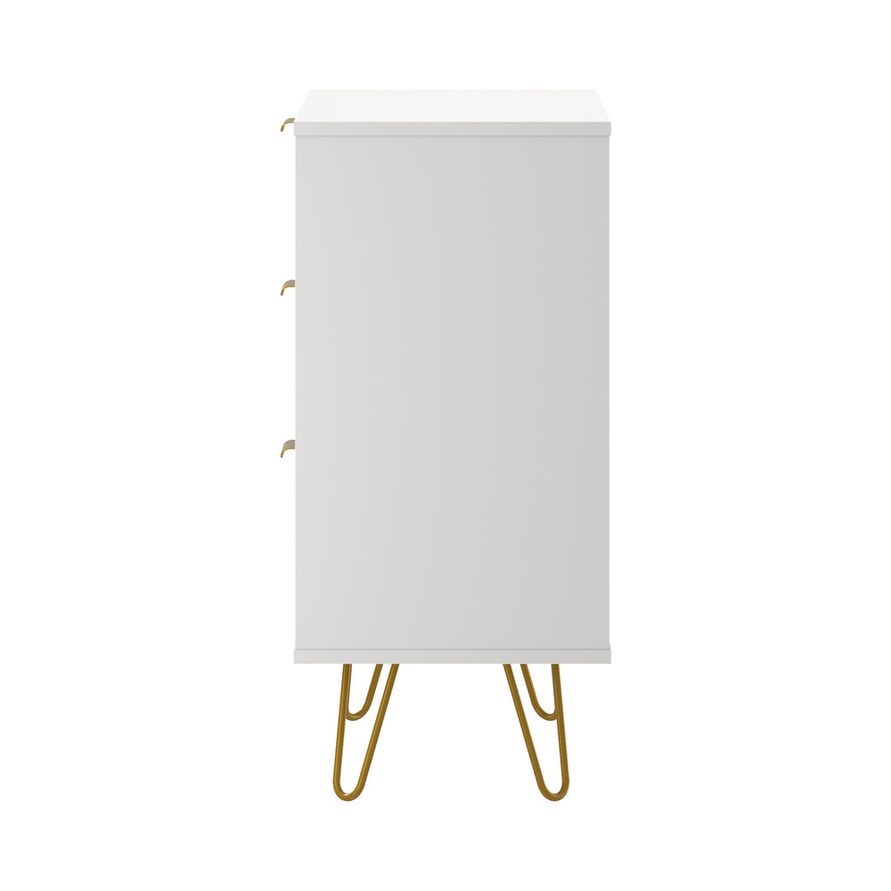 Oikiture 3 Chest of Drawers Gold Handles Dresser Storage Cabinet White-Chest of Drawers-PEROZ Accessories
