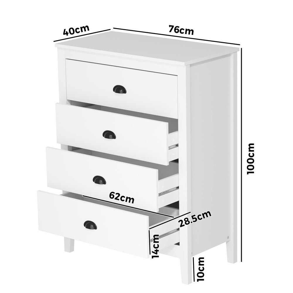 Oikiture 4 Chest of Drawers Dresser Vintage-Chest of Drawers-PEROZ Accessories