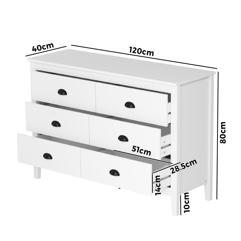 Oikiture 6 Chest of Drawers Dresser Vintage-Chest of Drawers-PEROZ Accessories