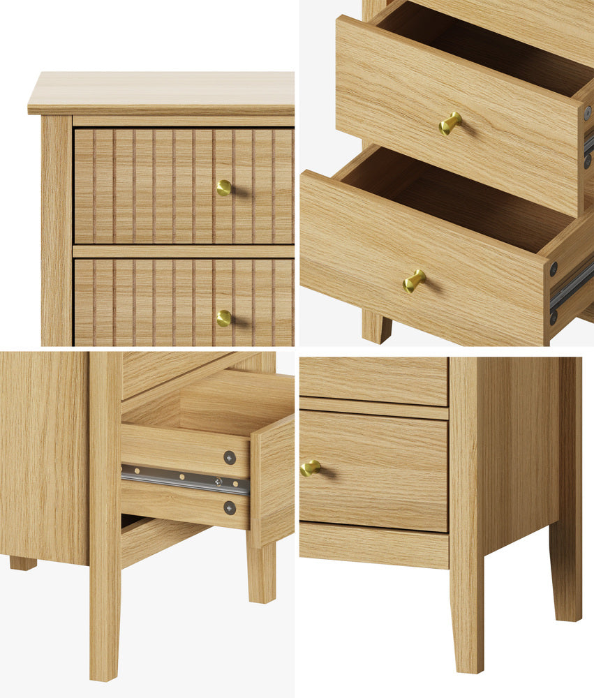 Oikiture 5 Chest of Drawers Dresser Tallboy Storage Cabinet Natural-Chest of Drawerss-PEROZ Accessories