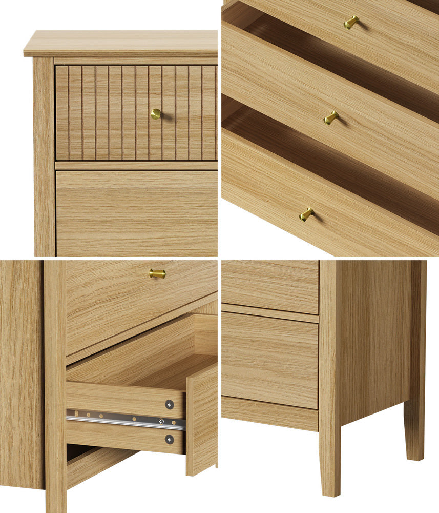 Oikiture 5 Chest of Drawers Dresser Storage Cabinet Tallboy Natural-Chest of Drawerss-PEROZ Accessories