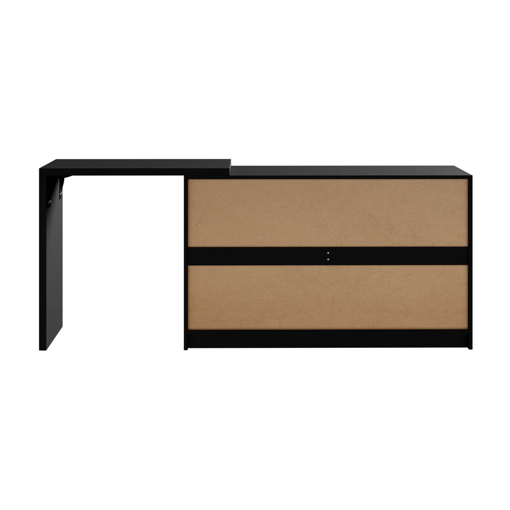 Oikiture 6 Chest of Drawers Dresser with Side Table Black-Chest of Drawerss-PEROZ Accessories