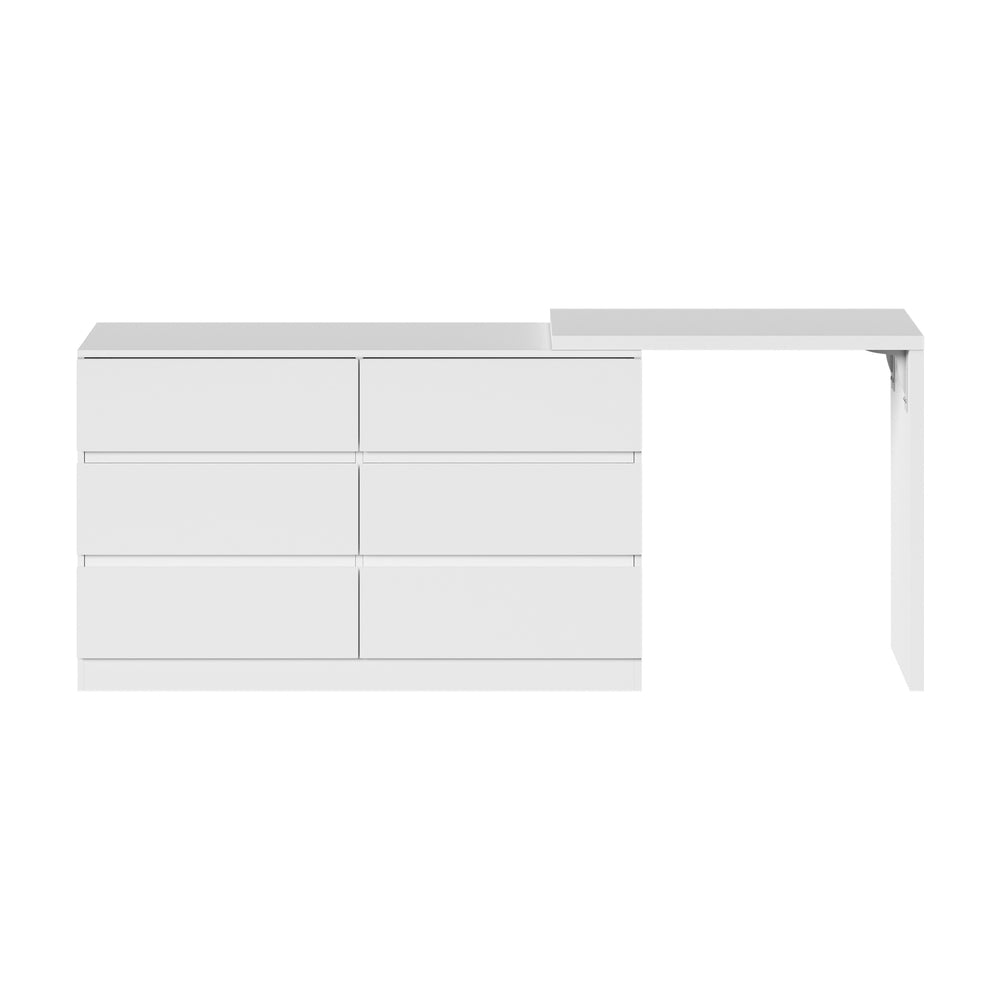 Oikiture 6 Chest of Drawers Dresser with Side Table White-Chest of Drawerss-PEROZ Accessories