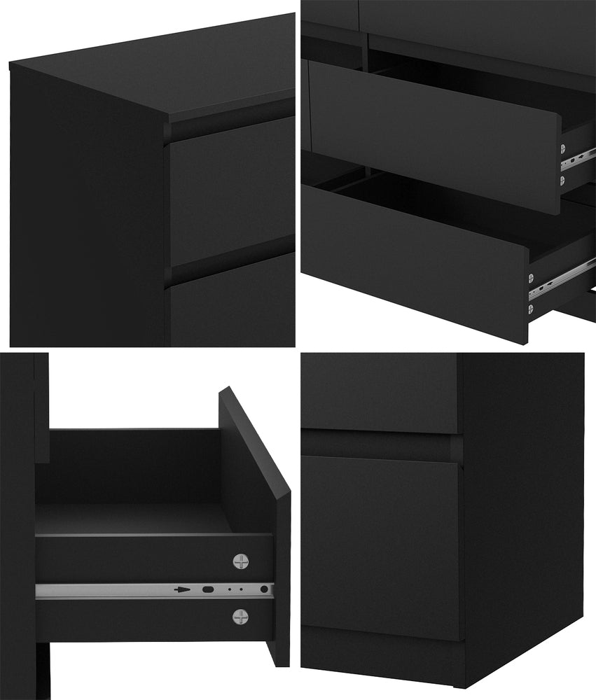 Oikiture 6 Chest of Drawers Lowboy Dresser Table Bedroom Black-Chest of Drawers-PEROZ Accessories