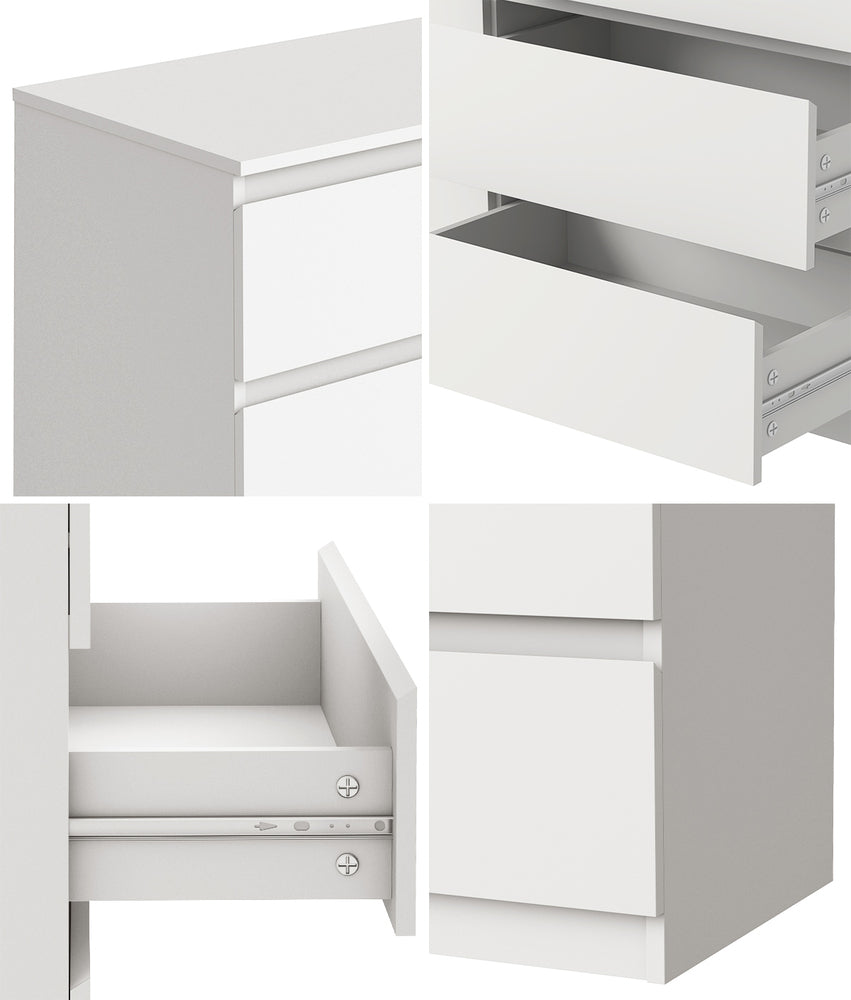 Oikiture 6 Chest of Drawers Lowboy Dresser Table Bedroom White-Chest of Drawers-PEROZ Accessories
