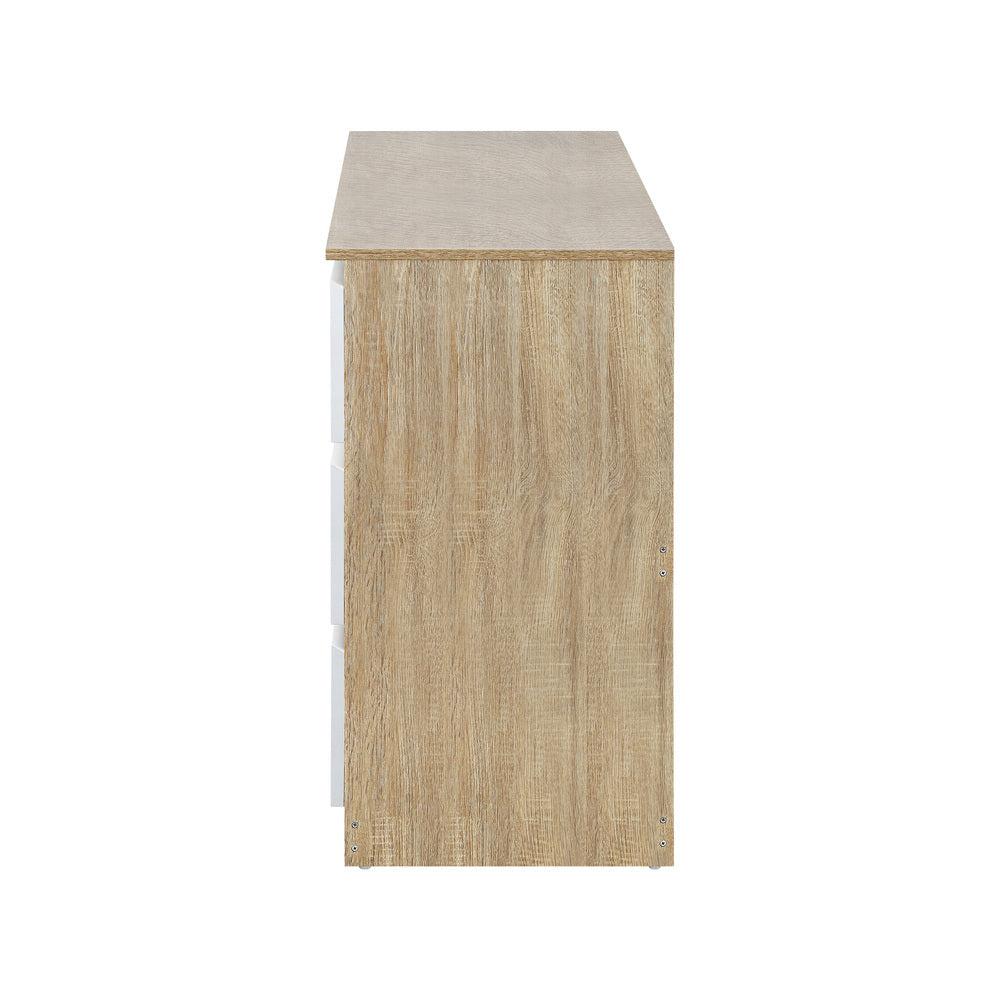 Oikiture 6 Chest of Drawers Tallboy Cabinet Dresser Table Wooden White Furniture-Chest of Drawers-PEROZ Accessories
