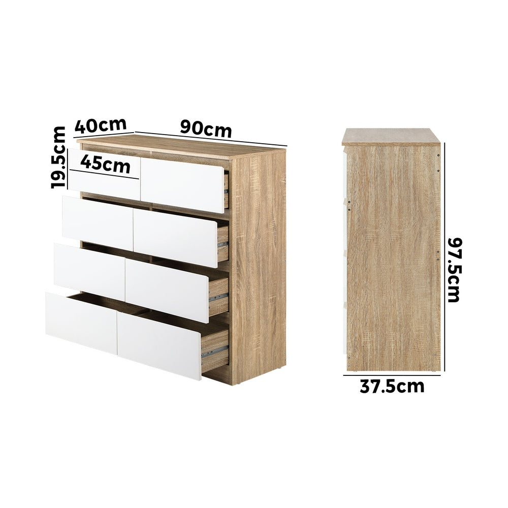 Oikiture Chest of Drawers 8 Drawers Tallboy Cabinet Home Furniture-Chest of Drawers-PEROZ Accessories