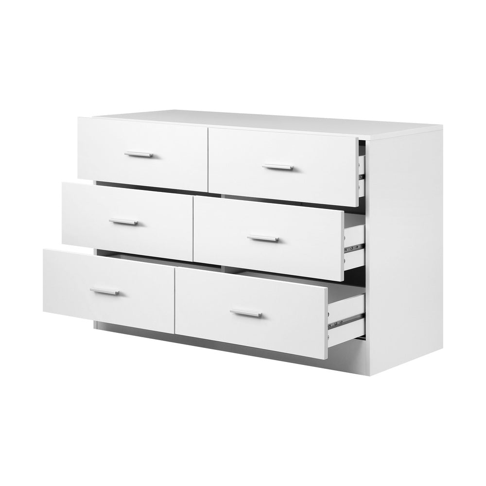 Oikiture 6 Chest of Drawers Tallboy Dresser Table Lowboy Storage Cabinet White-Drawers-PEROZ Accessories