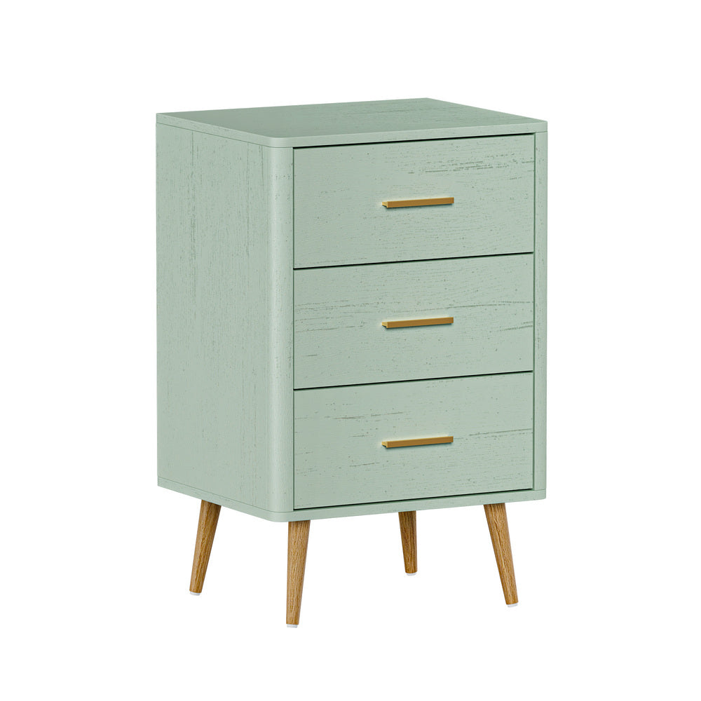 Oikiture 3 Chest of Drawers Tallboy Green-Chest of Drawerss-PEROZ Accessories