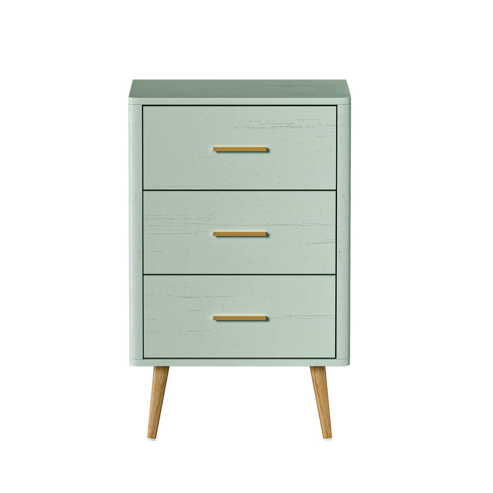 Oikiture 3 Chest of Drawers Tallboy Green-Chest of Drawerss-PEROZ Accessories