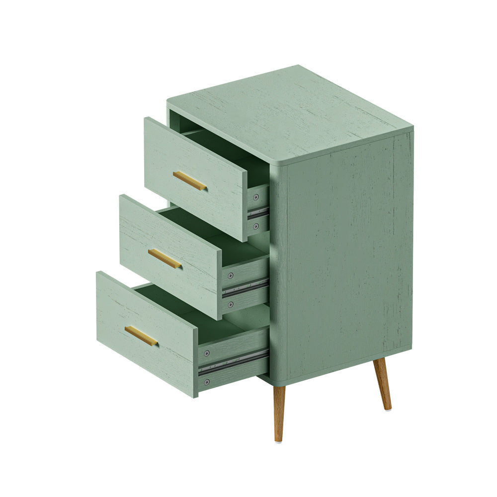 Oikiture 3 Chest of Drawers Tallboy Green-Chest of Drawerss-PEROZ Accessories