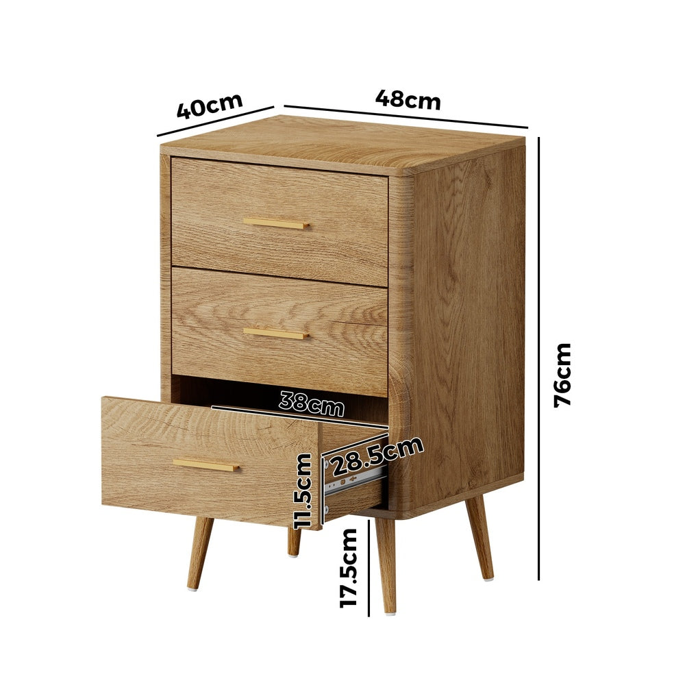 Oikiture 3 Chest of Drawers Tallboy Natural-Chest of Drawerss-PEROZ Accessories