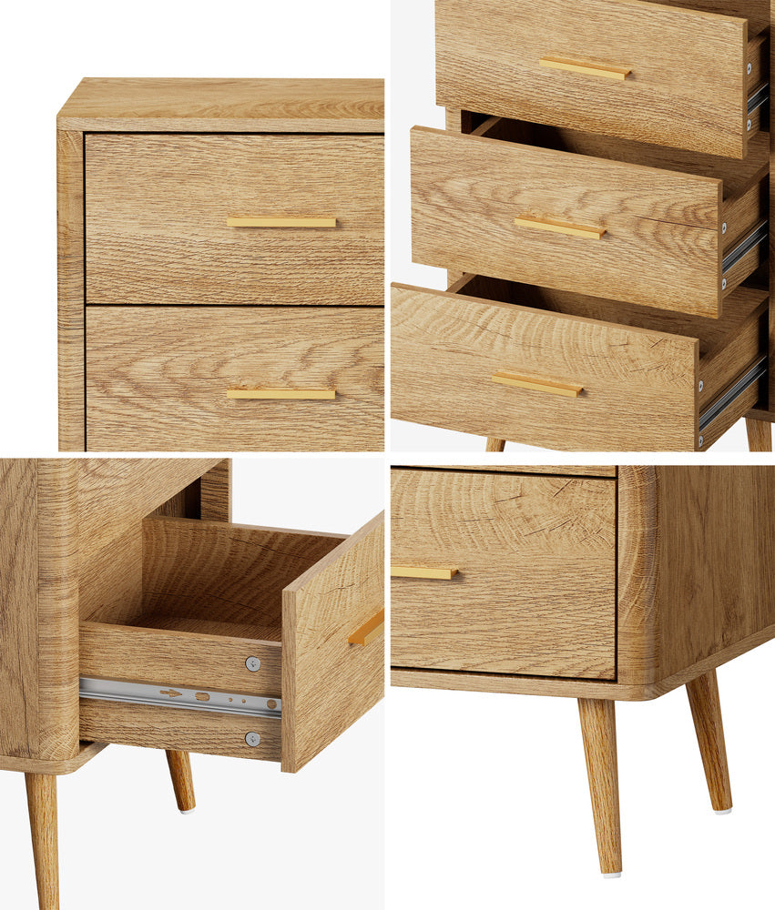 Oikiture 3 Chest of Drawers Tallboy Natural-Chest of Drawerss-PEROZ Accessories