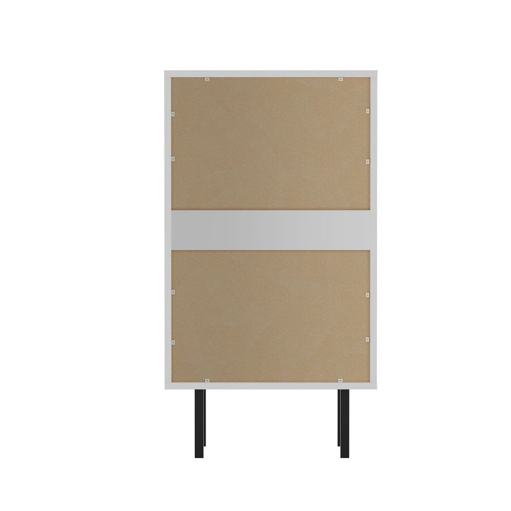 Oikiture 4 Chest of Drawers Tempered Glass Doors White-Chest of Drawers-PEROZ Accessories
