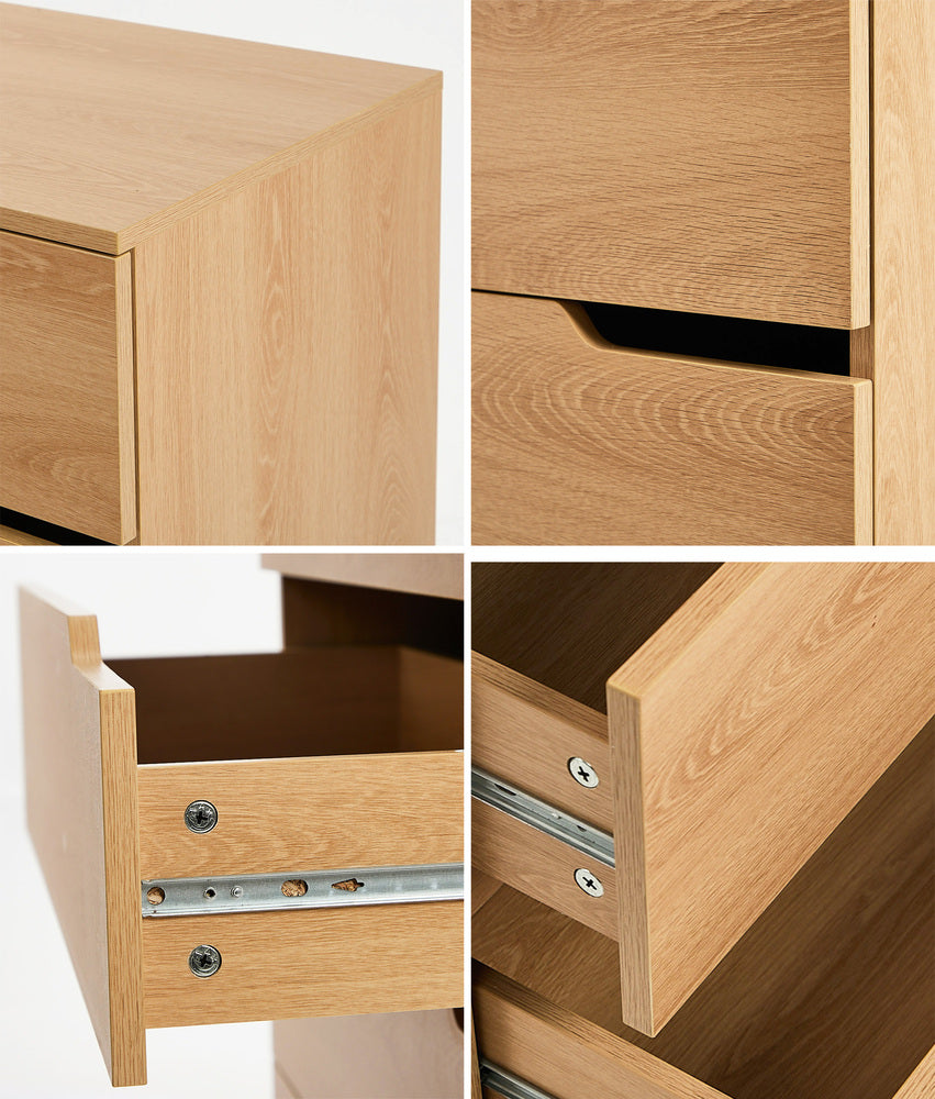Oikiture 5 Chest of Drawers Dresser Tallboy Storage Cabinet Natural-Chest of Drawers-PEROZ Accessories